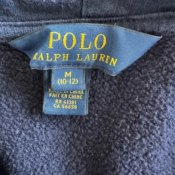 Ralph Lauren Polo Zip Hoodie Big Pony Logo Navy and Gray Youth Medium 10/12 - Picture 7 of 7